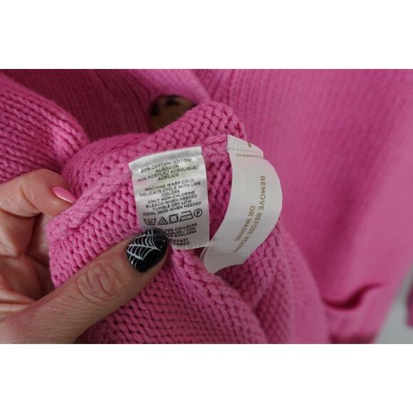 Loft XS Pink Chunk Button Down Grandpa Style Cardigan Front Pockets Ribbed Cuffs - Picture 4 of 5